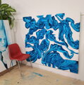 Greenblau experimental, 140 x 160 cm