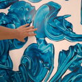 Greenblau experimental, 140 x 160 cm