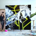 White on black neon, 200 x 200 cm 