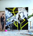 White on black neon, 200 x 200 cm 