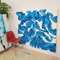 Greenblau experimental, 140 x 160 cm