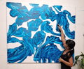 Greenblau experimental, 140 x 160 cm