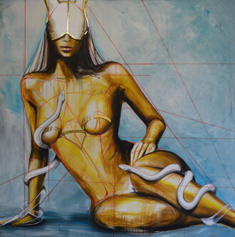 White snake_wisdom queen / 140 x 140 cm