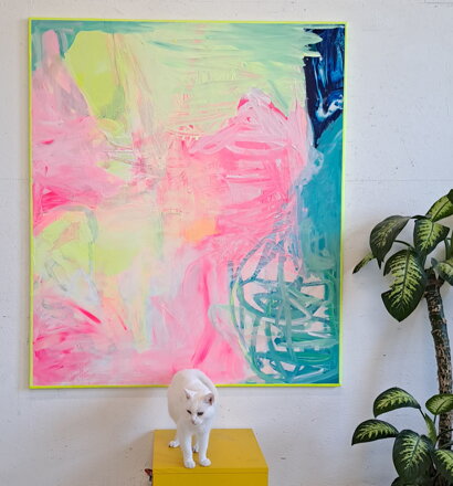 Soft summer neon, 140 x 120 cm