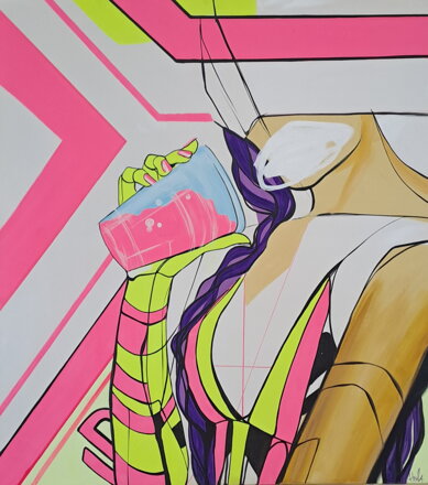 Neon cosmic memory,  150 x 120 cm