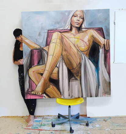 Woman of truthful feelings, 160 x 160 cm