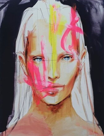 White hair girl  ( + touch of color ) II. , formát A3
