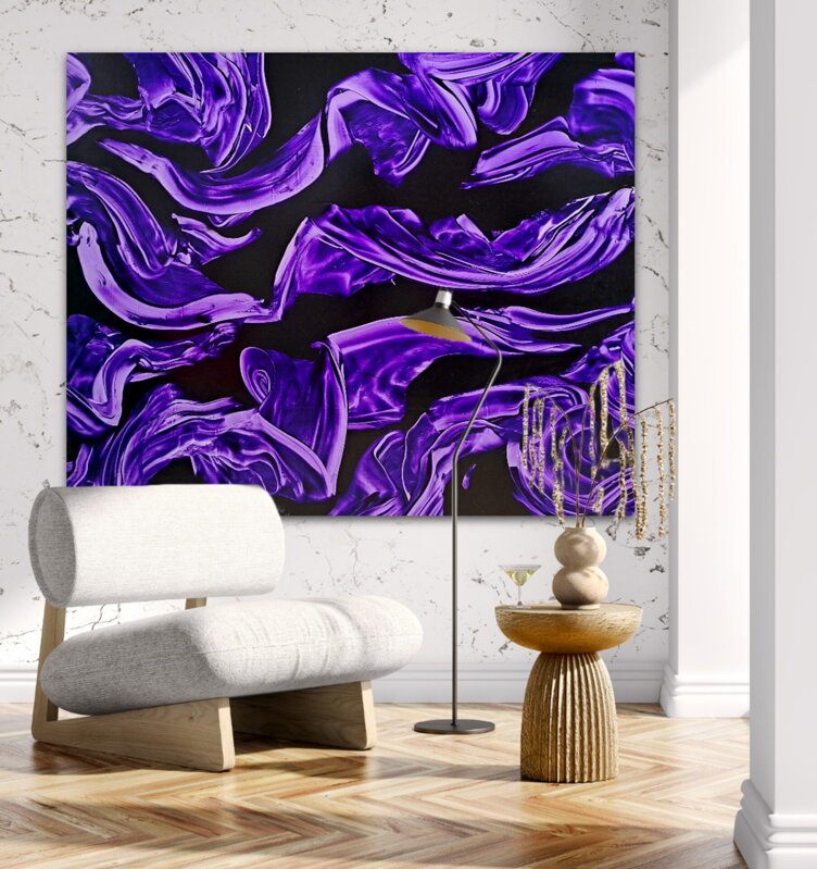 Violet on black, 160 x 130 cm