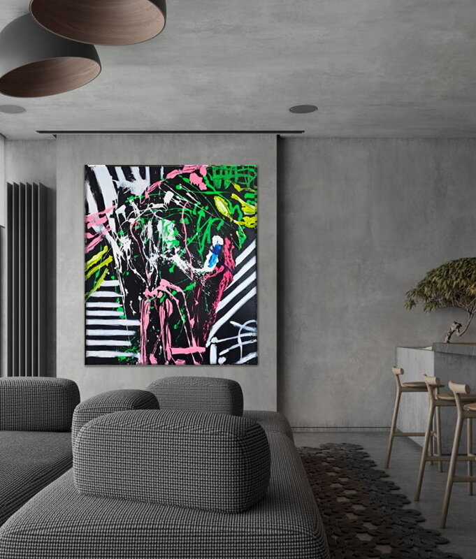 Color on black, 150 x 130 cm
