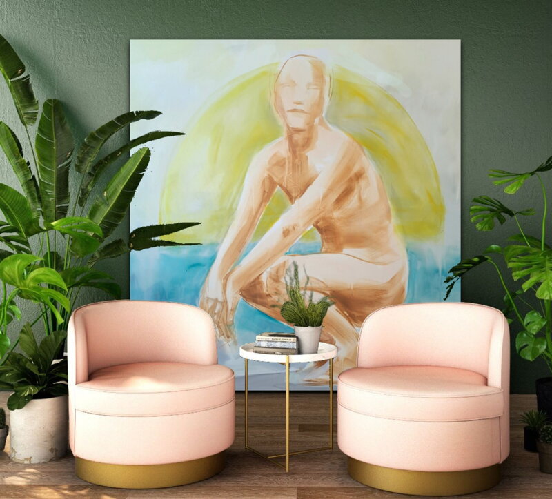 Sunset girl, 150 x 160 cm