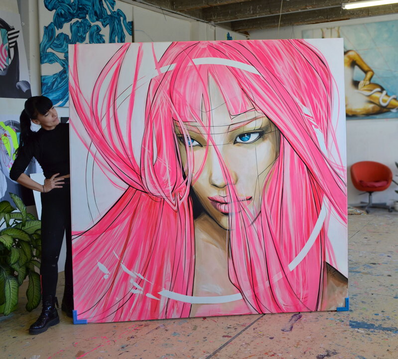 Quantum_leap_girl, 200 x 200 cm